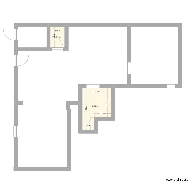 PLAN 1. Plan de 2 pièces et 7 m2