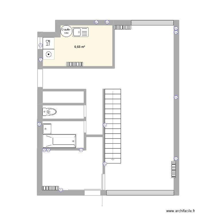 Courbe. Plan de 1 pièce et 7 m2