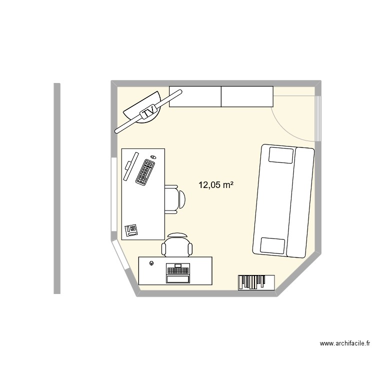 salon. Plan de 1 pièce et 12 m2