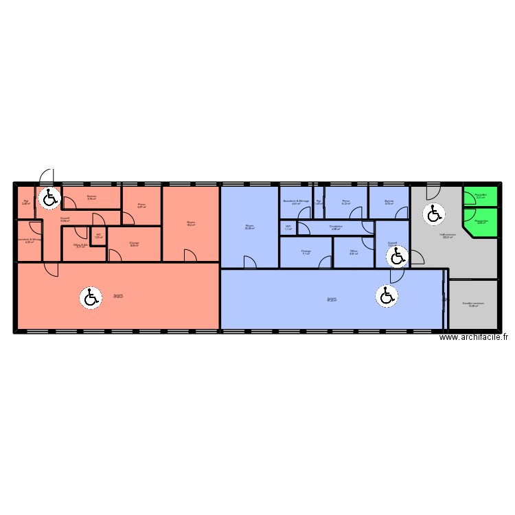 94BM1CB Projet. Plan de 26 pièces et 285 m2