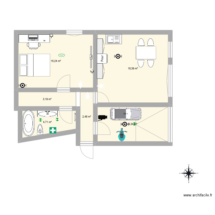 demitsospito. Plan de 6 pièces et 53 m2