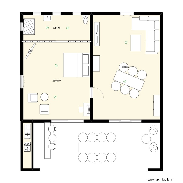 maison Onshiée. Plan de 4 pièces et 80 m2