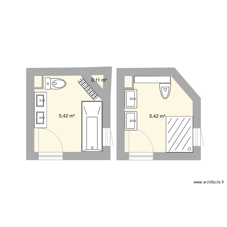 Salle de bain Brugmann avant. Plan de 0 pièce et 0 m2