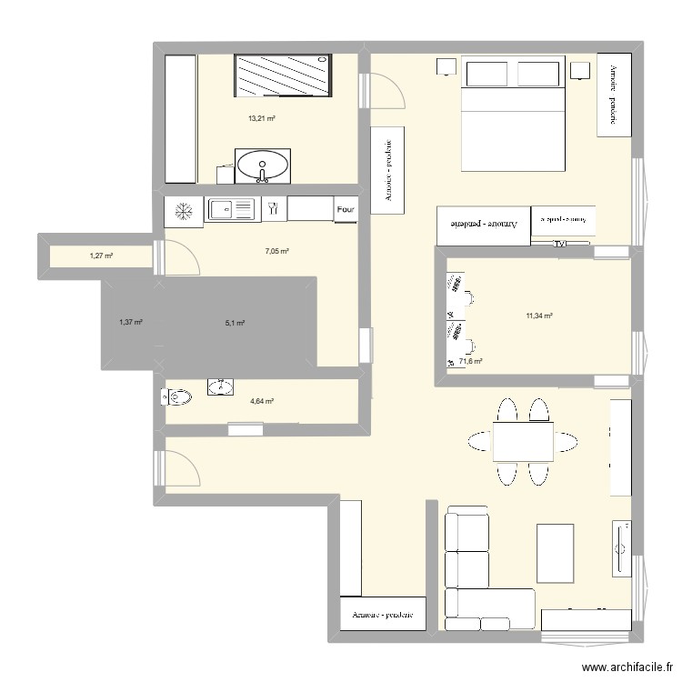 Appart . Plan de 8 pièces et 119 m2