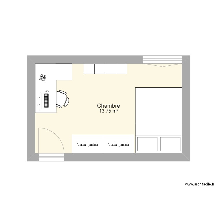 Chambre actuelle. Plan de 0 pièce et 0 m2