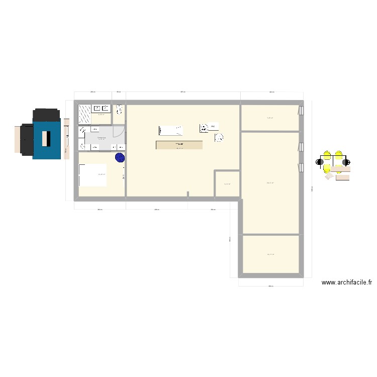 TEST LA BOISSIERE / PLAN EN L. Plan de 8 pièces et 120 m2