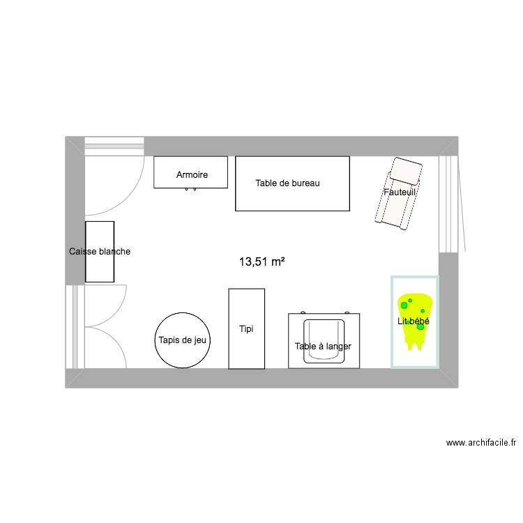 Chambre bébé - variante 1. Plan de 0 pièce et 0 m2