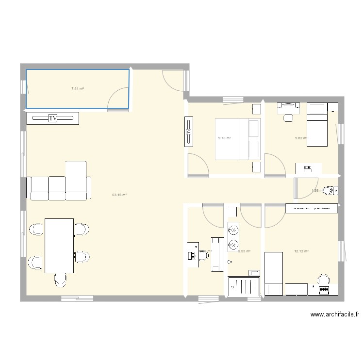 PLAN MAISON Ewann. Plan de 8 pièces et 116 m2