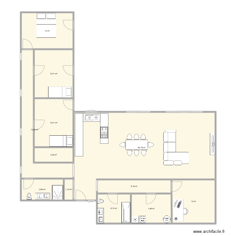 Test 3. Plan de 12 pièces et 156 m2