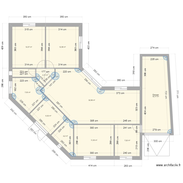 Champlain 3. Plan de 11 pièces et 117 m2