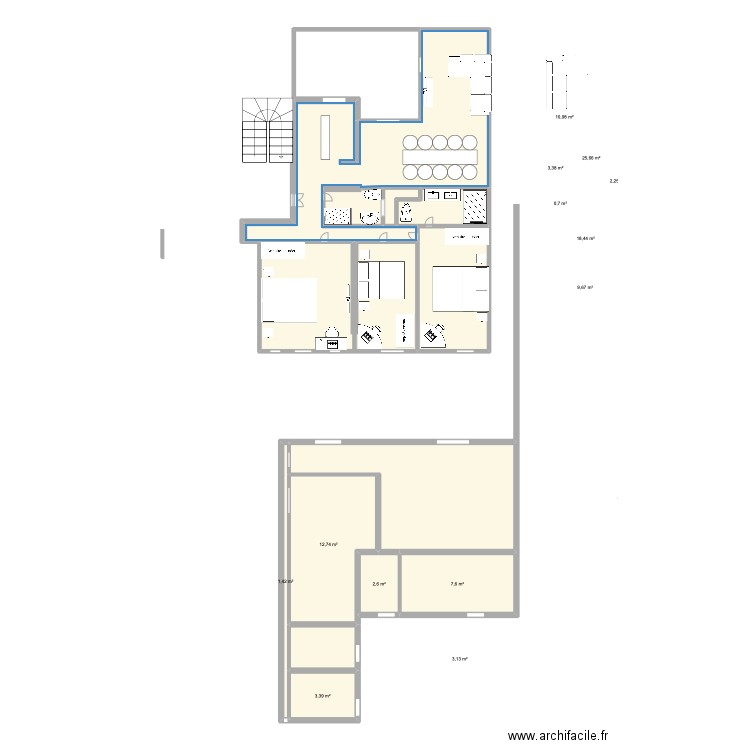 plan Maubeuge et Charlot . Plan de 14 pièces et 121 m2