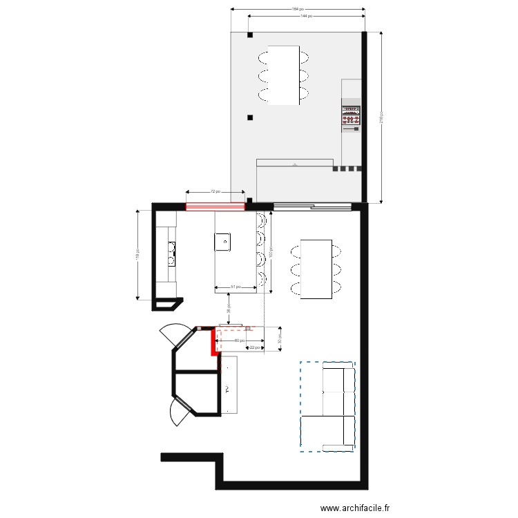 Turbide 1. Plan de 2 pièces et 3 m2