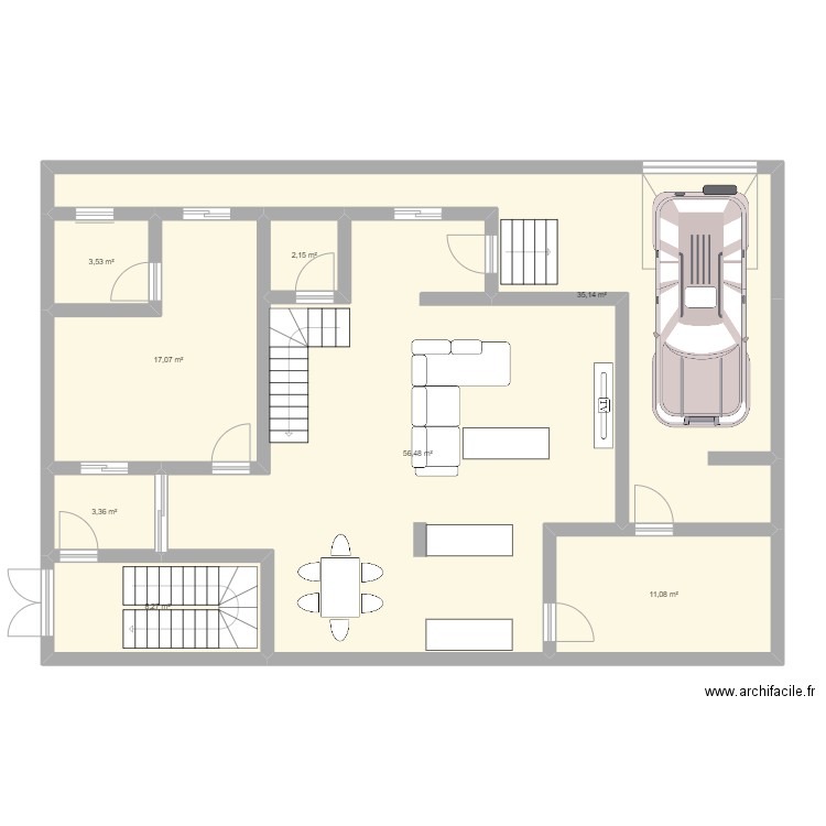 PLAN TIVAOUANE RDC. Plan de 8 pièces et 137 m2