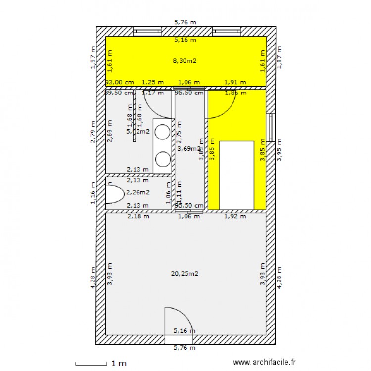 Studio 50m2 Esquisse 1. Plan de 0 pièce et 0 m2