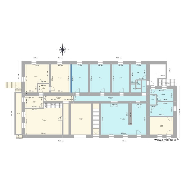 Maison ABC Niveau 2. Plan de 24 pièces et 352 m2