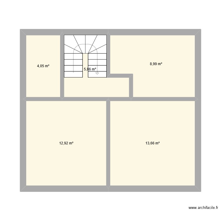 1 raches. Plan de 5 pièces et 45 m2