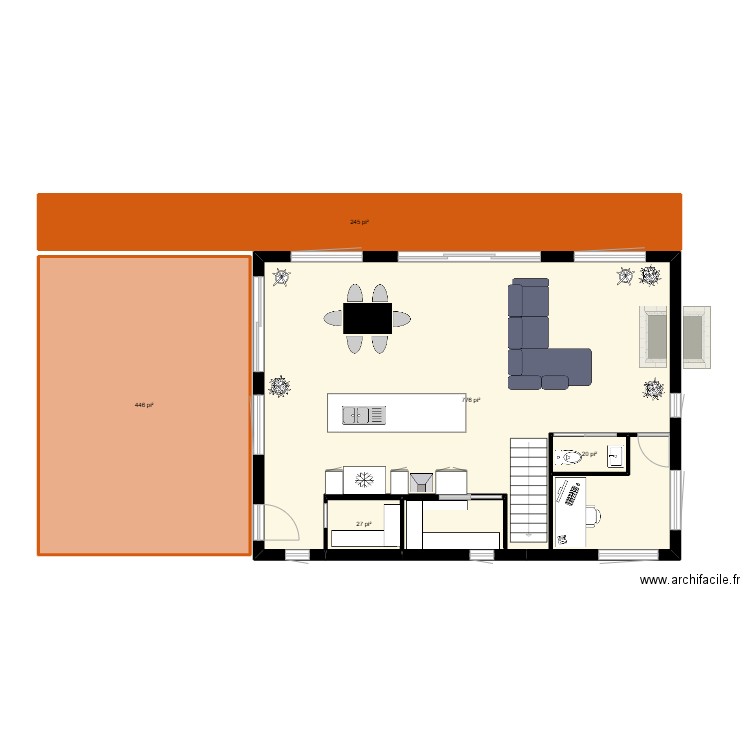 chalet. Plan de 5 pièces et 143 m2