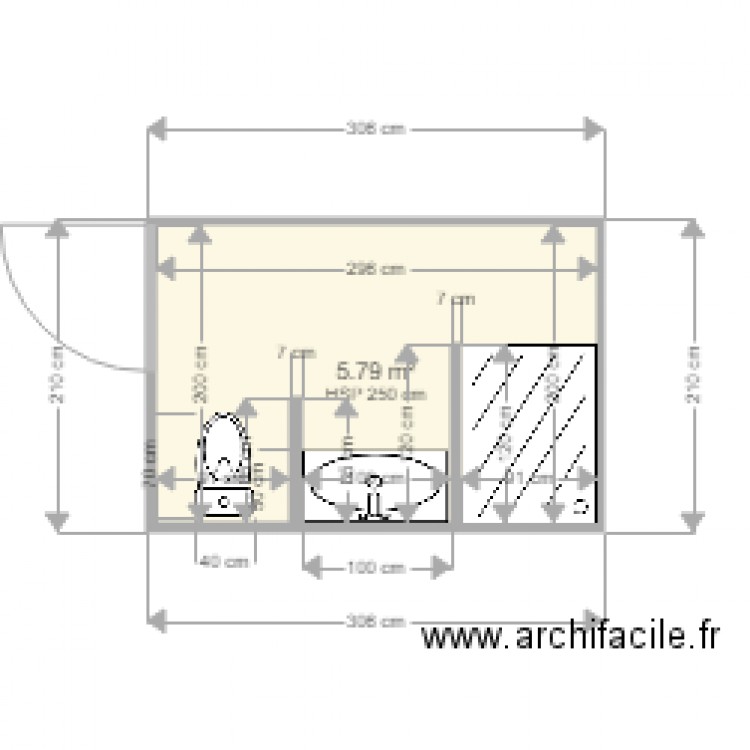 douche est n1 - Plan dessiné par Halle