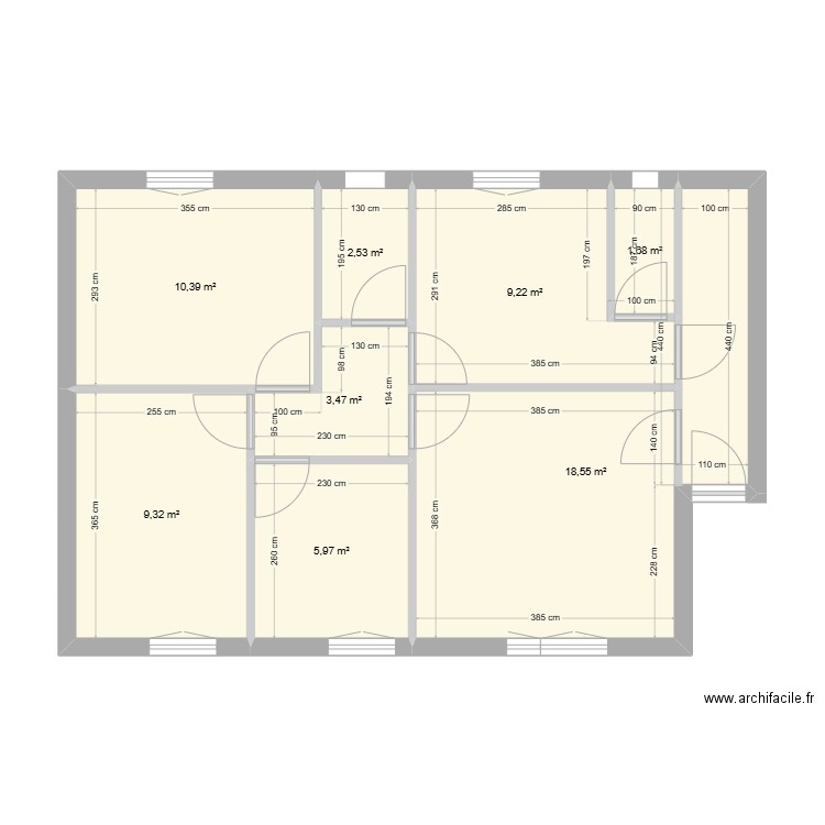 Lubidet projet. Plan de 8 pièces et 61 m2