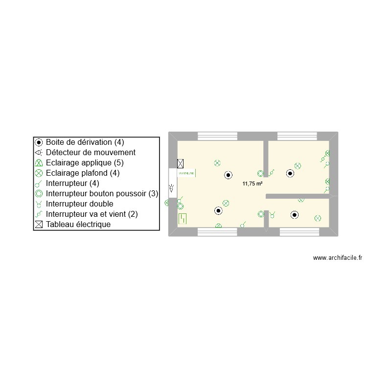 plan eclairage. Plan de 0 pièce et 0 m2