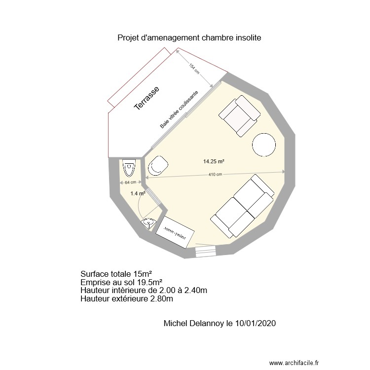 Chambre insolite. Plan de 0 pièce et 0 m2