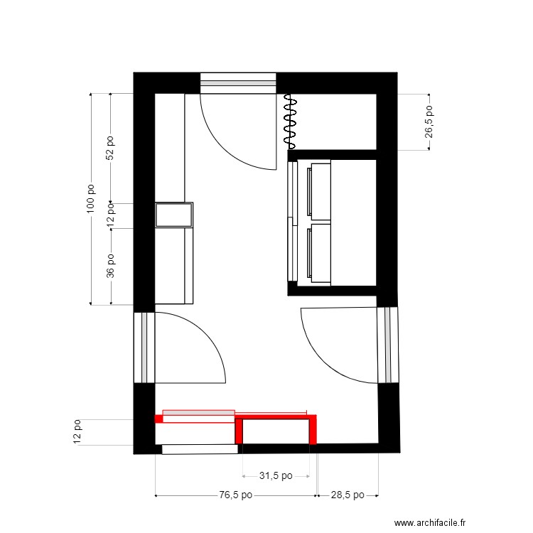 nic Gagnon entrée1. Plan de 2 pièces et 11 m2