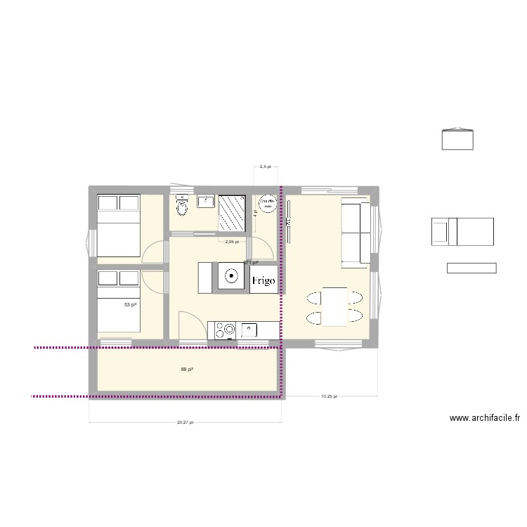 65 Hibou Version . Plan de 22 pièces et 229 m2