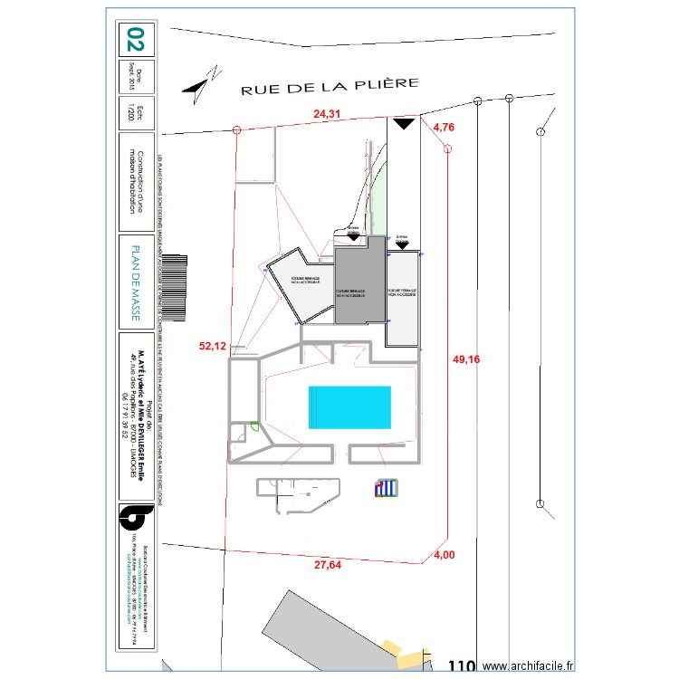 Terrassement OK. Plan de 10 pièces et 74 m2