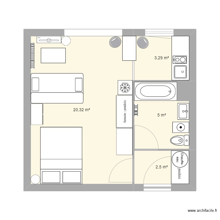 Studio Cergy. Plan de 0 pièce et 0 m2