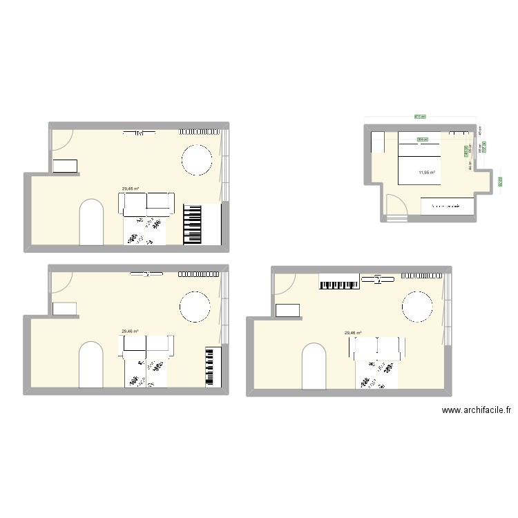 SALON v1. Plan de 4 pièces et 100 m2