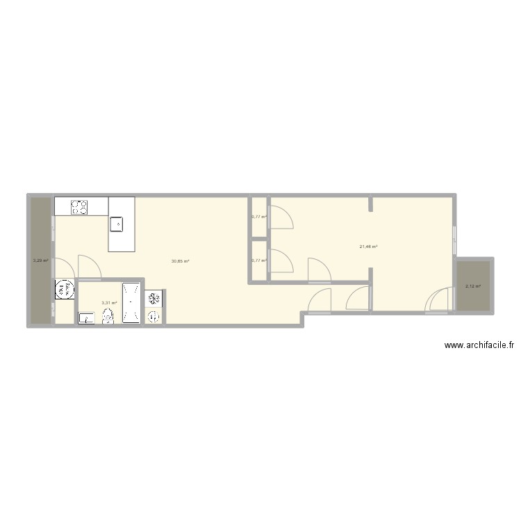 5242. Plan de 7 pièces et 62 m2