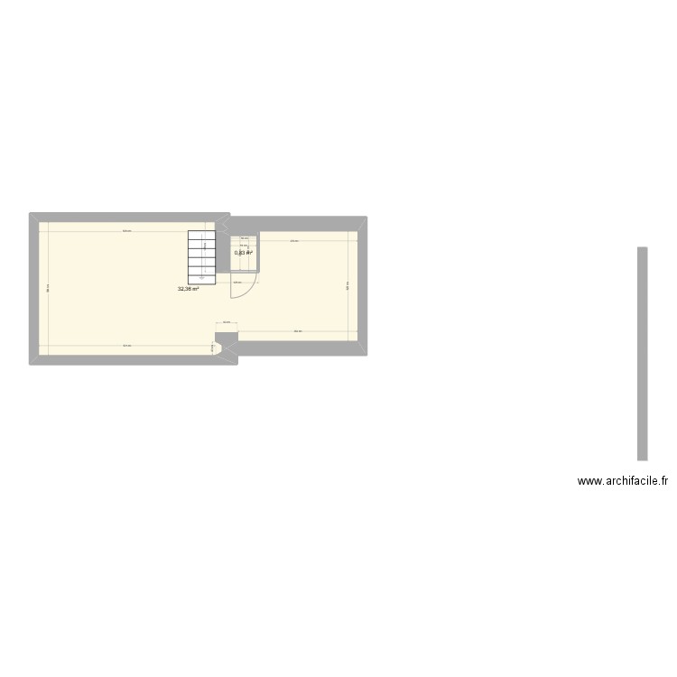 La_Rustine. Plan de 2 pièces et 33 m2