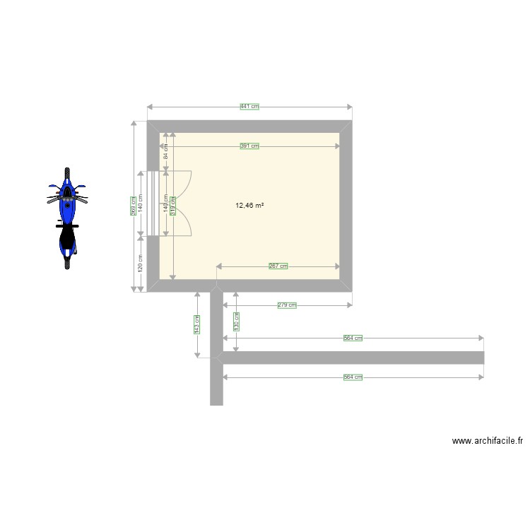 dedsd. Plan de 1 pièce et 12 m2