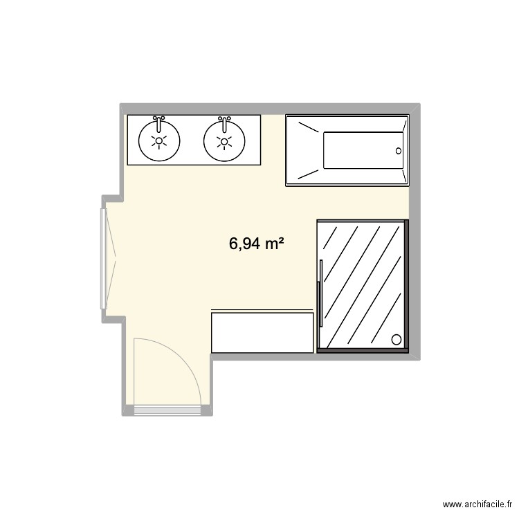 salle de bains 3. Plan de 1 pièce et 7 m2