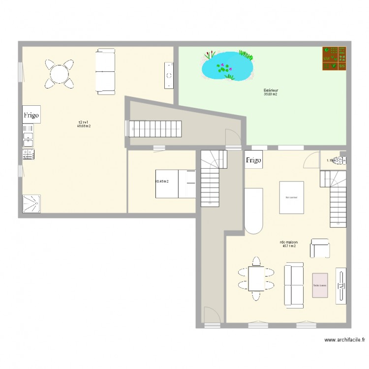 rdc boulangerie et t2   r plus 1 projet. Plan de 0 pièce et 0 m2