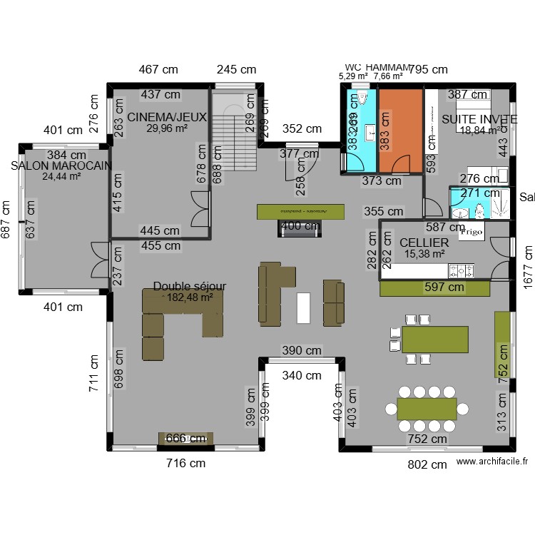 plan definitif. Plan de 8 pièces et 288 m2