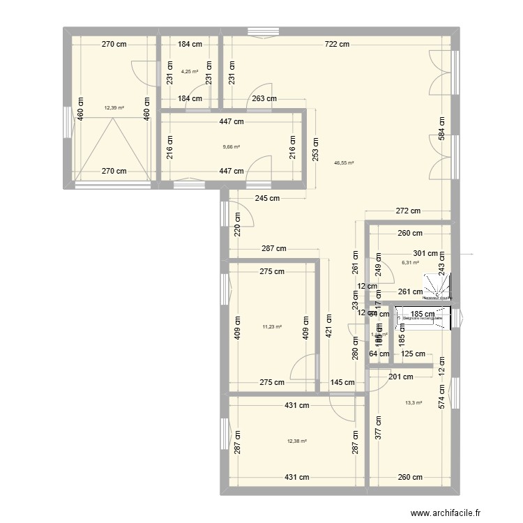 MAISON THISE. Plan de 9 pièces et 117 m2