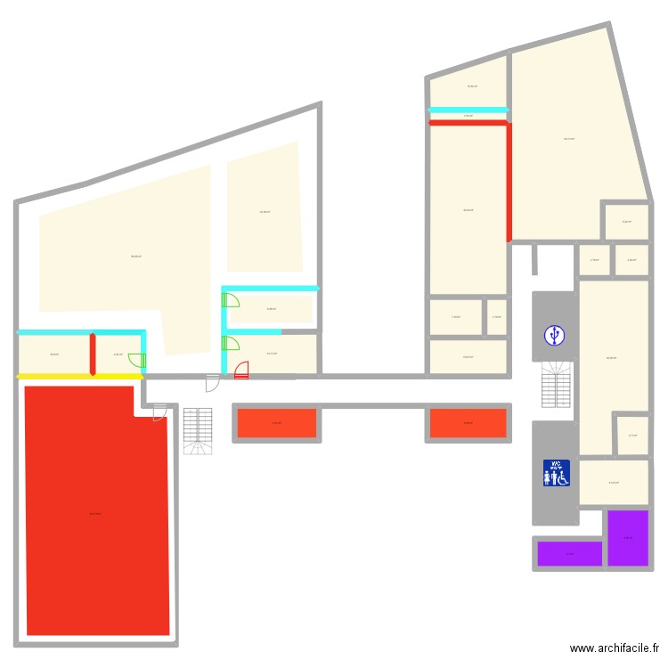 DGCR. Plan de 26 pièces et 584 m2