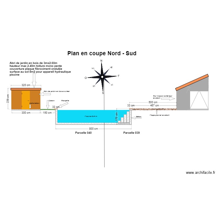 Piscine en coupe. Plan de 0 pièce et 0 m2