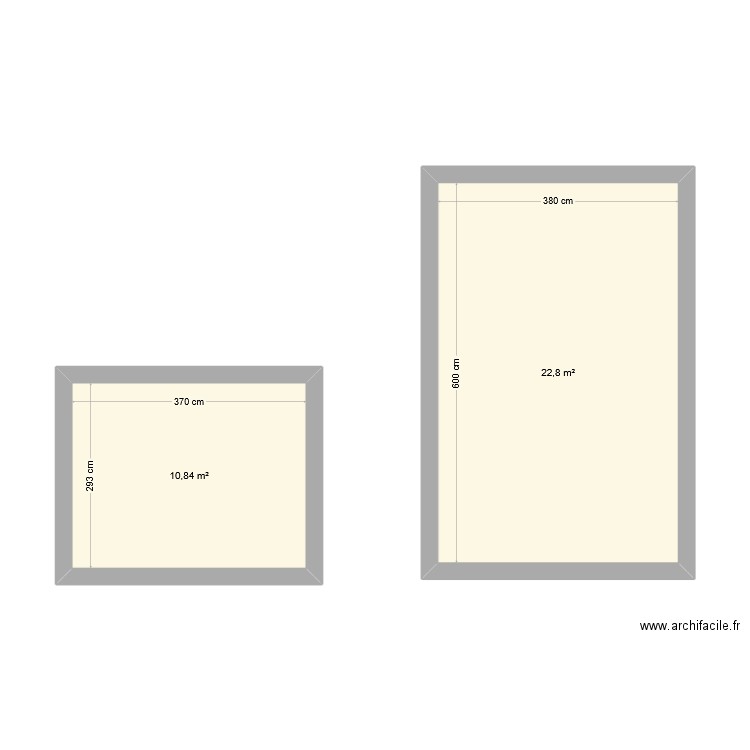 pièces réelles. Plan de 2 pièces et 34 m2