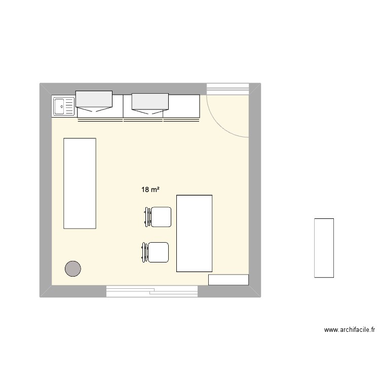 bureau Magonty. Plan de 1 pièce et 18 m2