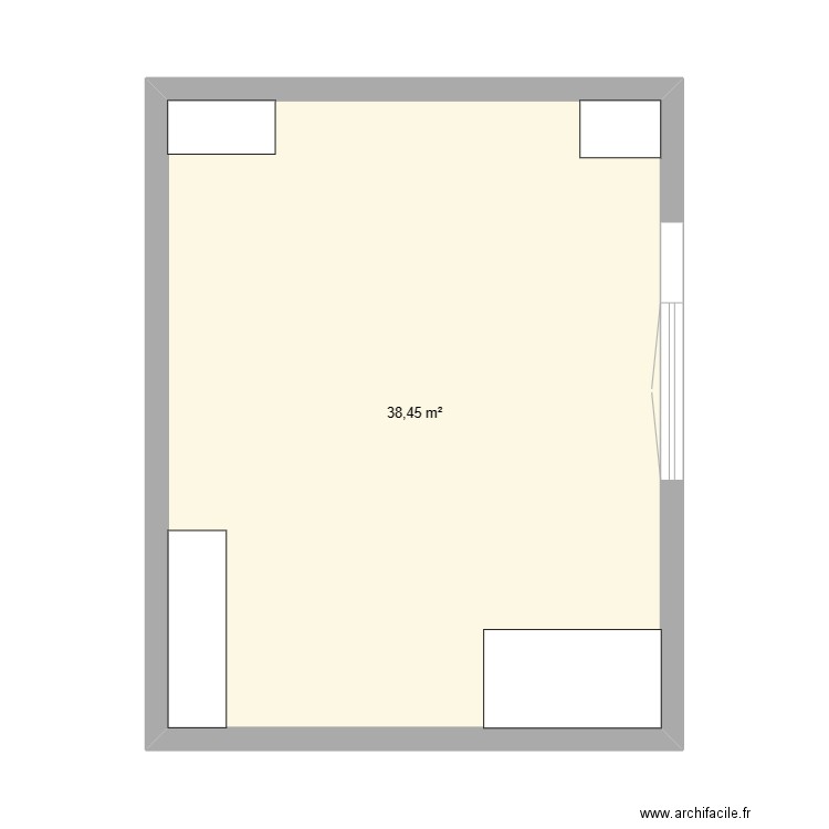 appartement. Plan de 1 pièce et 38 m2