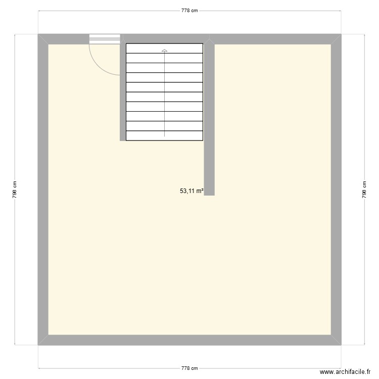 test. Plan de 1 pièce et 53 m2