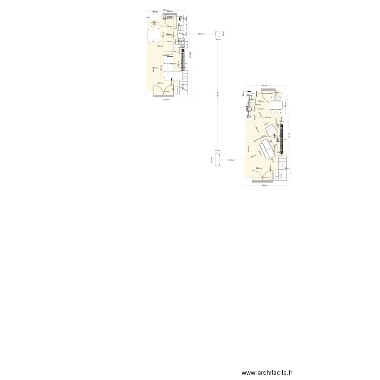 felletin rez de chaussé vide 2B. Plan de 2 pièces et 62 m2