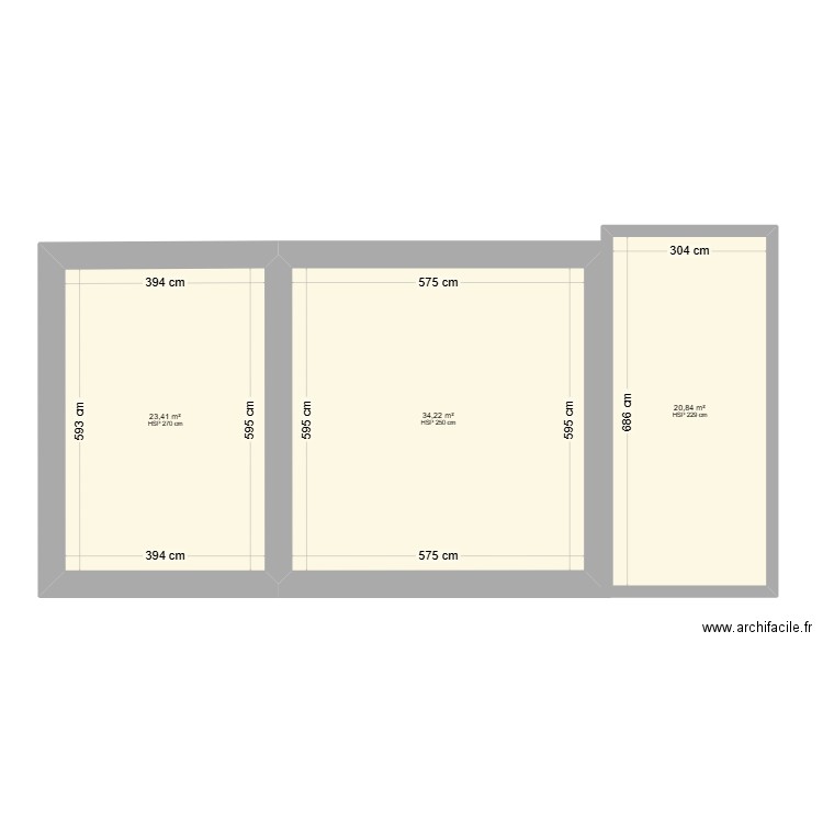 Varacieux bru. Plan de 3 pièces et 78 m2