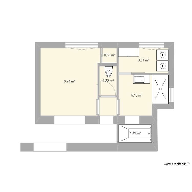 Travaux 28-09-24 v2. Plan de 6 pièces et 21 m2