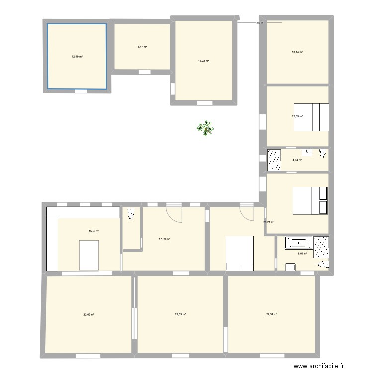 Noirmout oct 24 2ème. Plan de 14 pièces et 219 m2