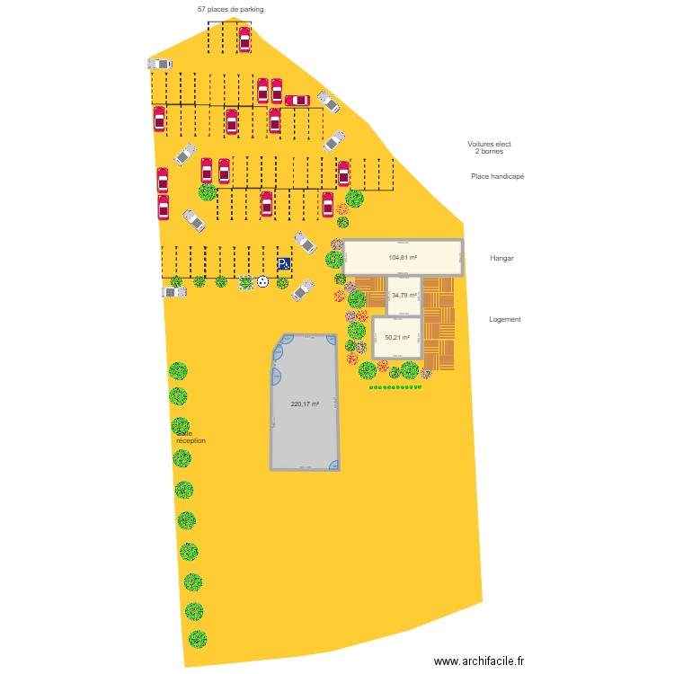 Cadastre St Eloy - Salle réception sans extension. Plan de 4 pièces et 410 m2