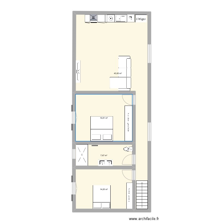 Apparemment Ranch . Plan de 4 pièces et 83 m2