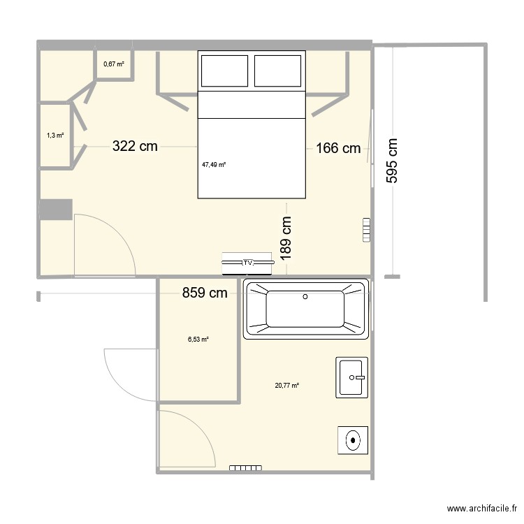 chambre 1. Plan de 5 pièces et 77 m2